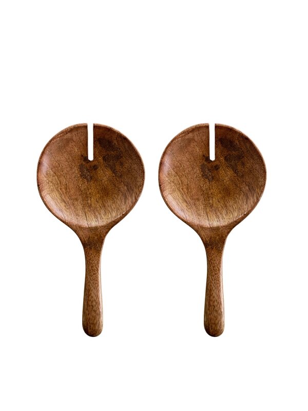 Luxe B Pampas Grass Hand Carved Mango Wood Spoons Set