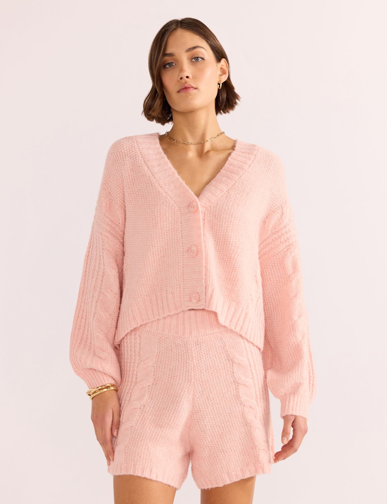 Mink Pink Eloise Cable Knit Cardigan