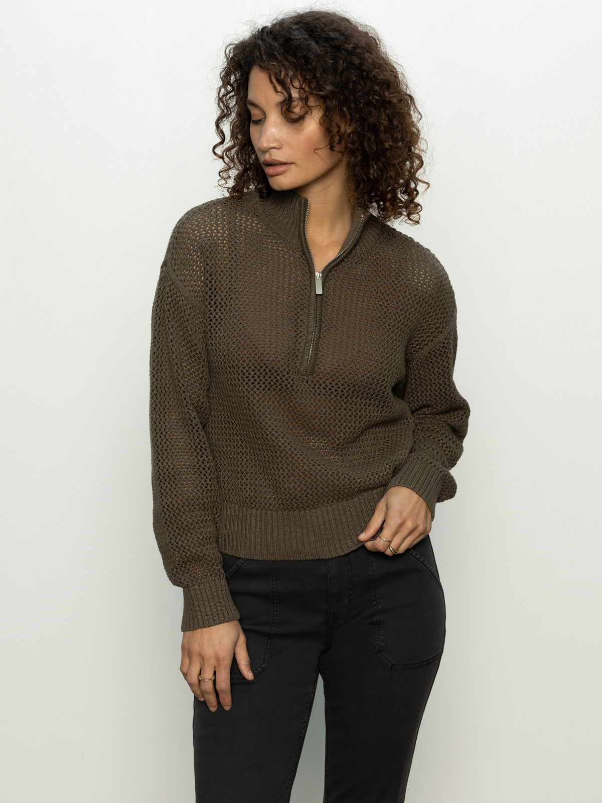 Sanctuary Open Knit 1/2 Zip