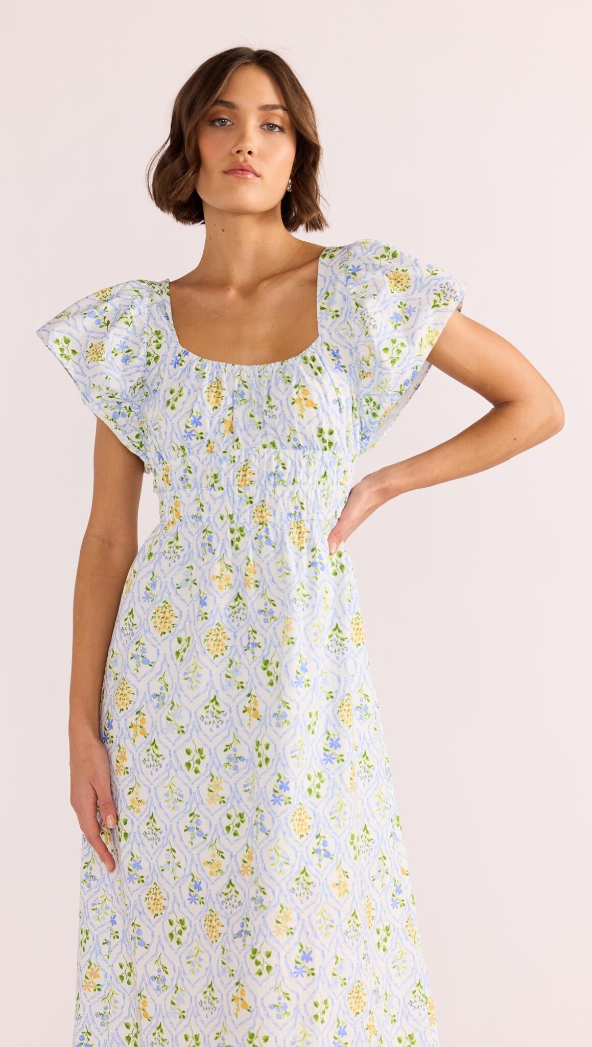 Mink Pink Meadow Flutter Midi Dress
