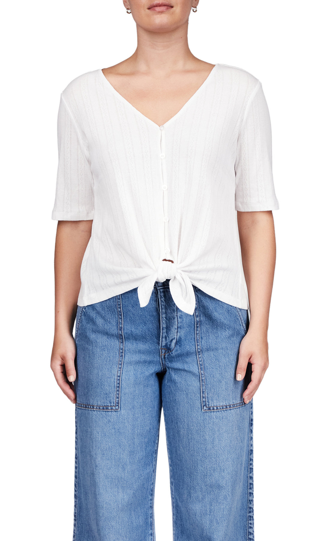 Sanctuary Pointelle Tie Tee