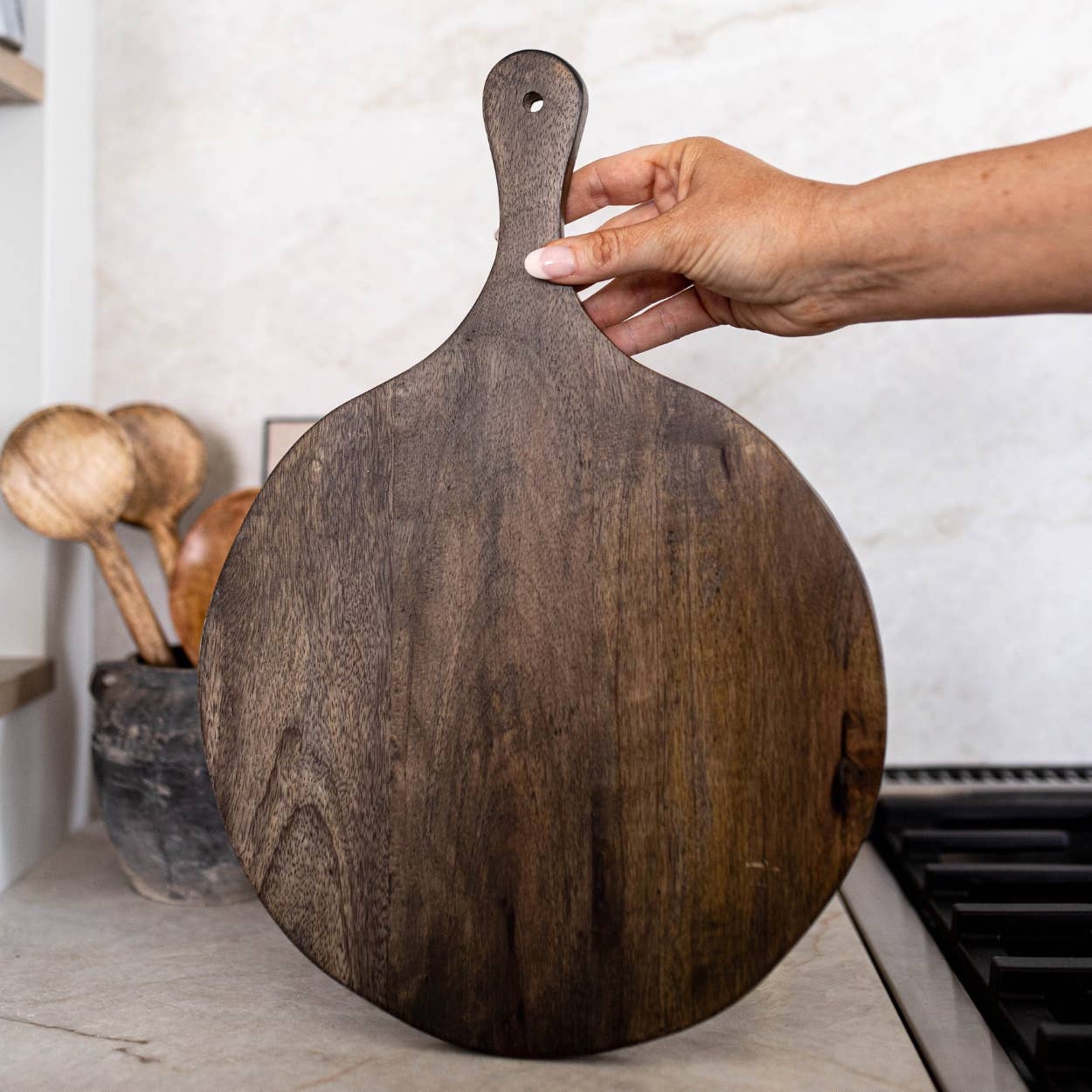 Luxe B Pampas Grass Wooden Earthly Platter
