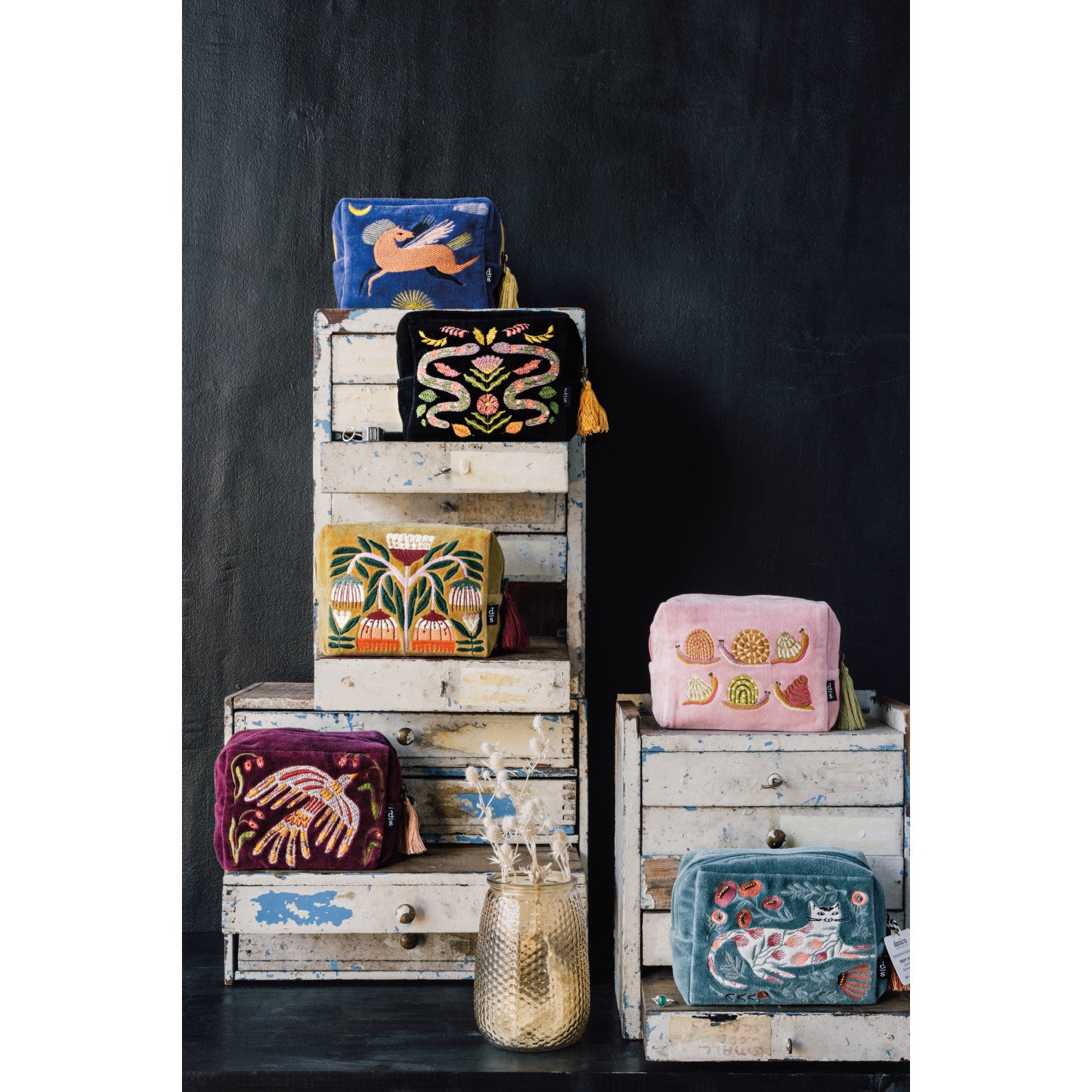 Danica Embroidered Garland Pouch