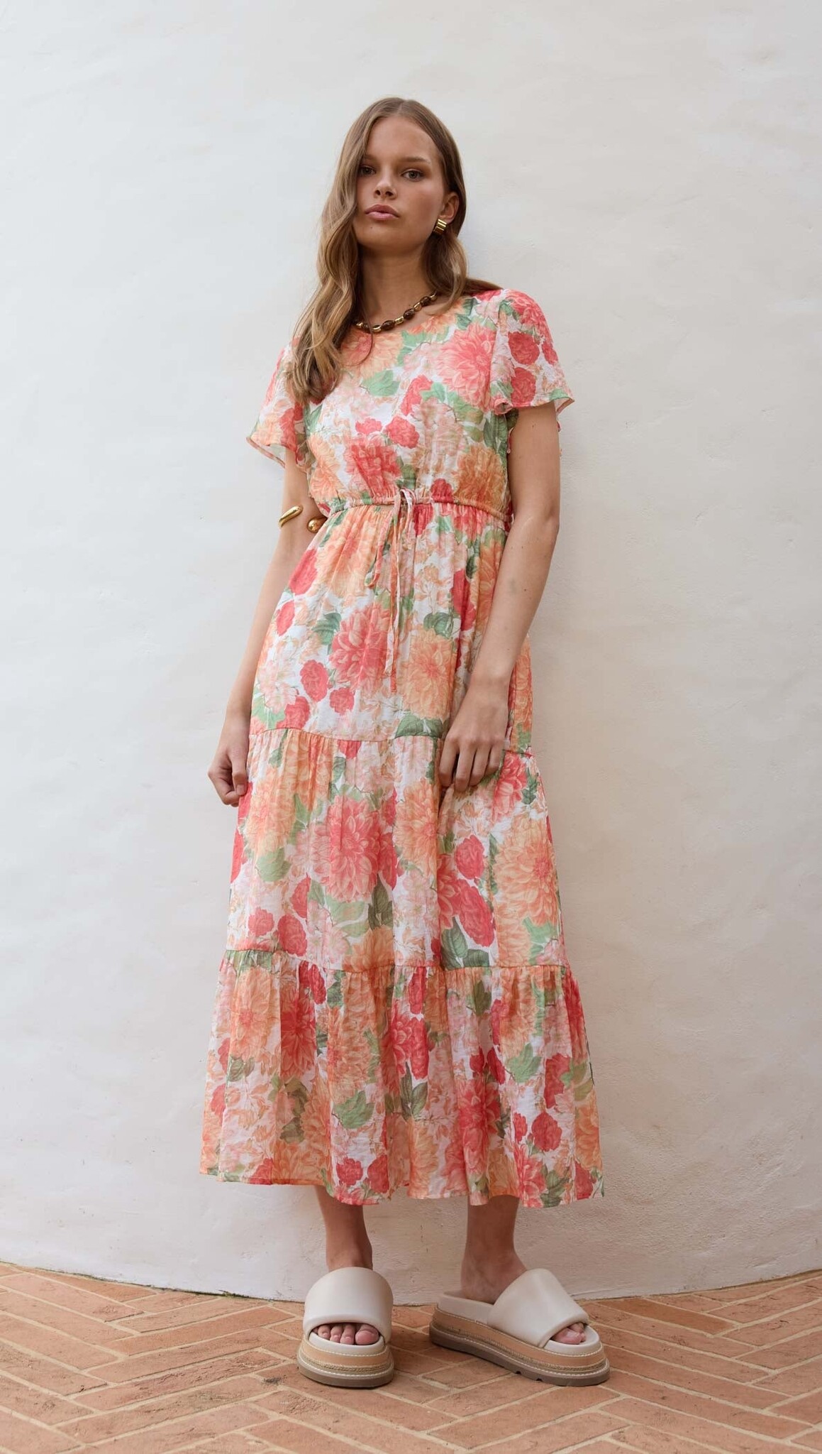 Mink Pink Aida Flutter Sleeve Midi