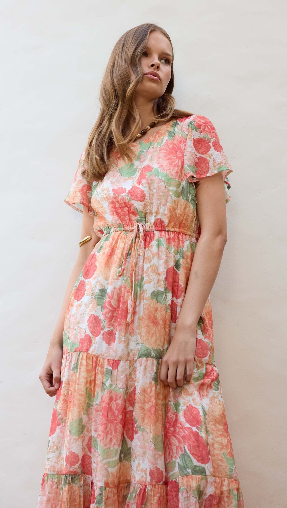Mink Pink Aida Flutter Sleeve Midi