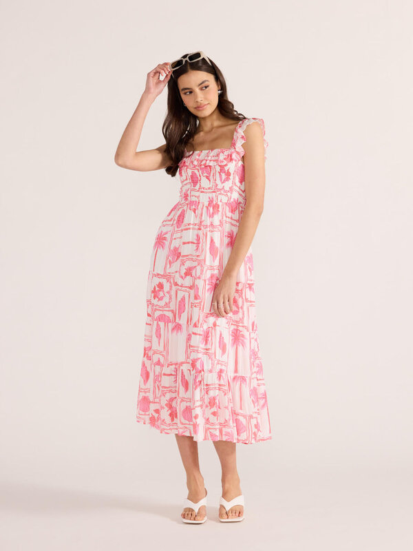Mink Pink Bria Frill Midi Dress