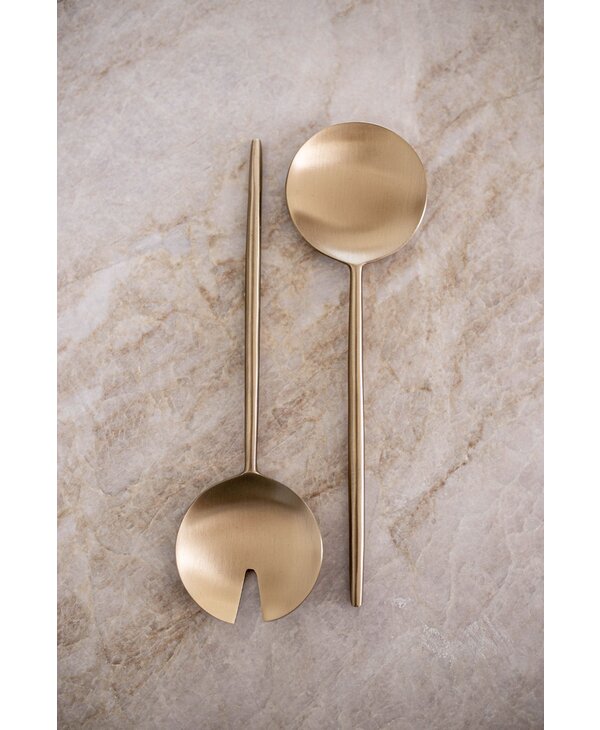 Luxe B Pampas Grass Stainless Steel Salad Servers