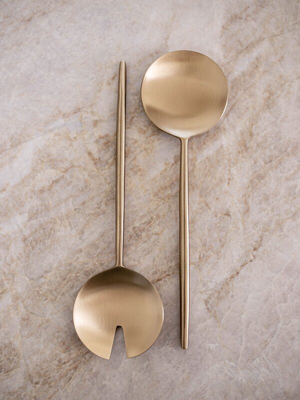 Luxe B Pampas Grass Stainless Steel Salad Servers