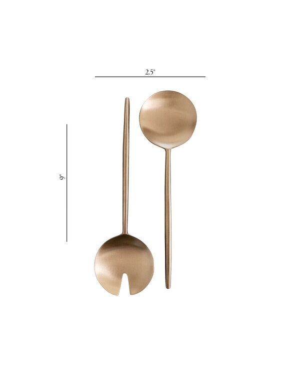 Luxe B Pampas Grass Stainless Steel Salad Servers