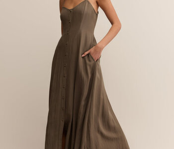 et.UNiVER Many way frill dress ブラウン S Draped One-shoulder Flutter Sleeve Maxi Bridesmaid Dress