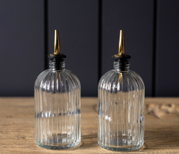 Olive Oil & Vinegar Glass Scallop Fluted