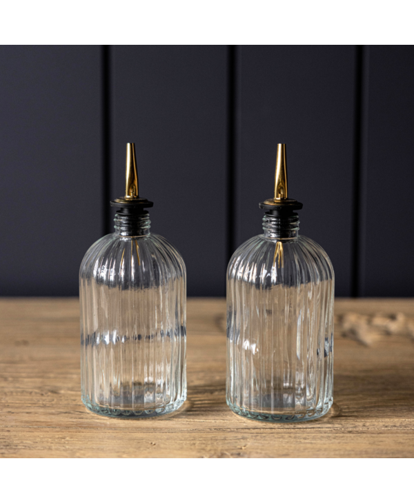 Luxe B Pampas Grass Olive Oil & Vinegar Glass Scallop Fluted