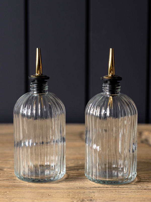 Luxe B Pampas Grass Olive Oil & Vinegar Glass Scallop Fluted