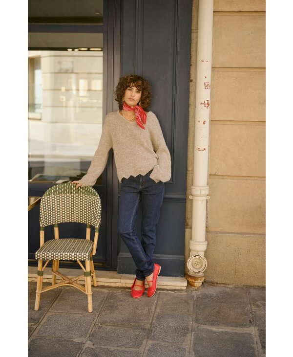 Cream CRNiso Knit Pullover
