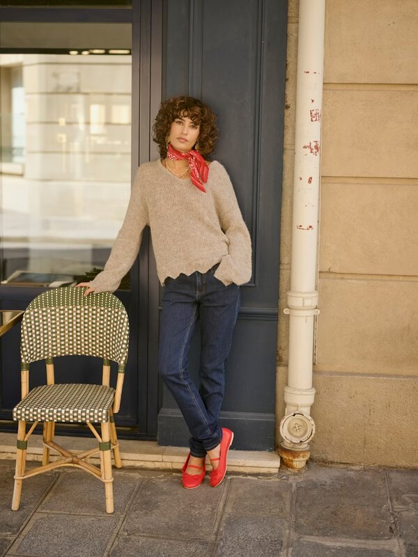 Cream CRNiso Knit Pullover