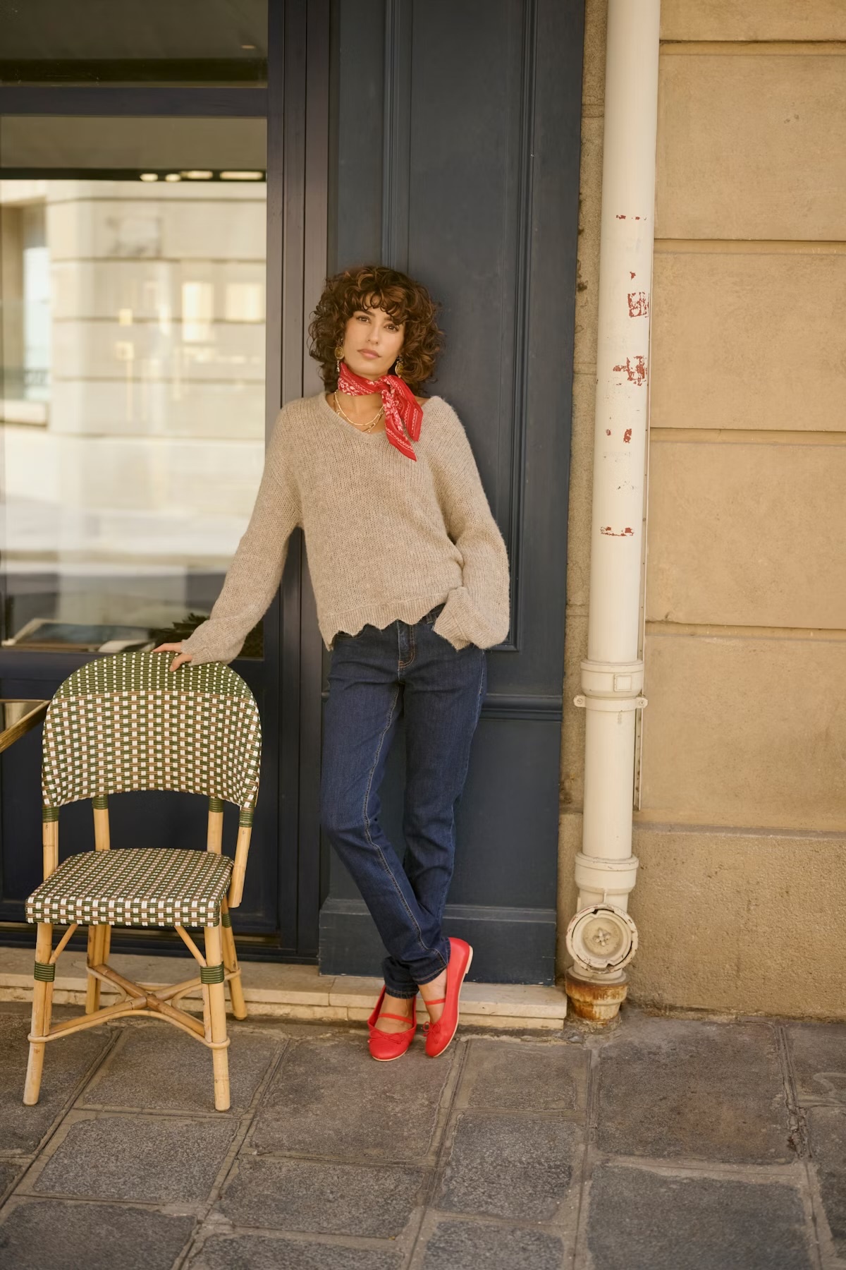 Cream CRNiso Knit Pullover