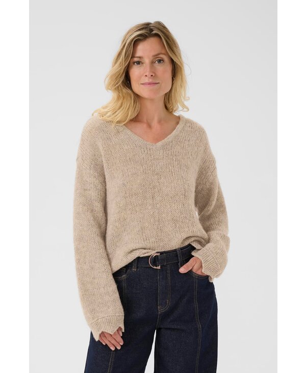 Cream CRNiso Knit Pullover