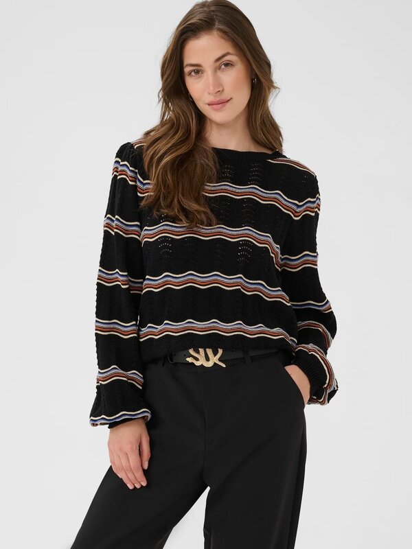 Cream CRWavy Knit Pullover