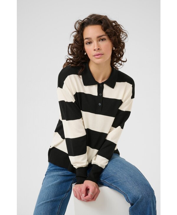 Kaffe KAlizza Striped Polo Pullover