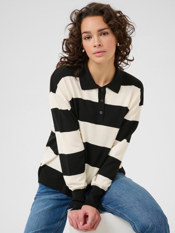Kaffe KAlizza Striped Polo Pullover