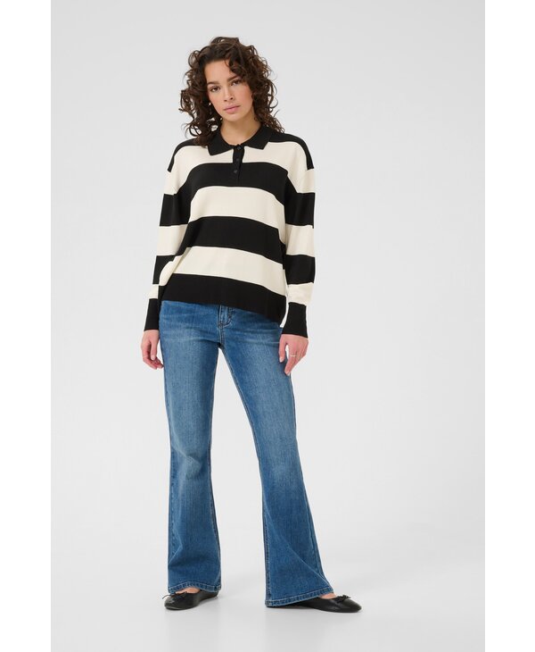 Kaffe KAlizza Striped Polo Pullover