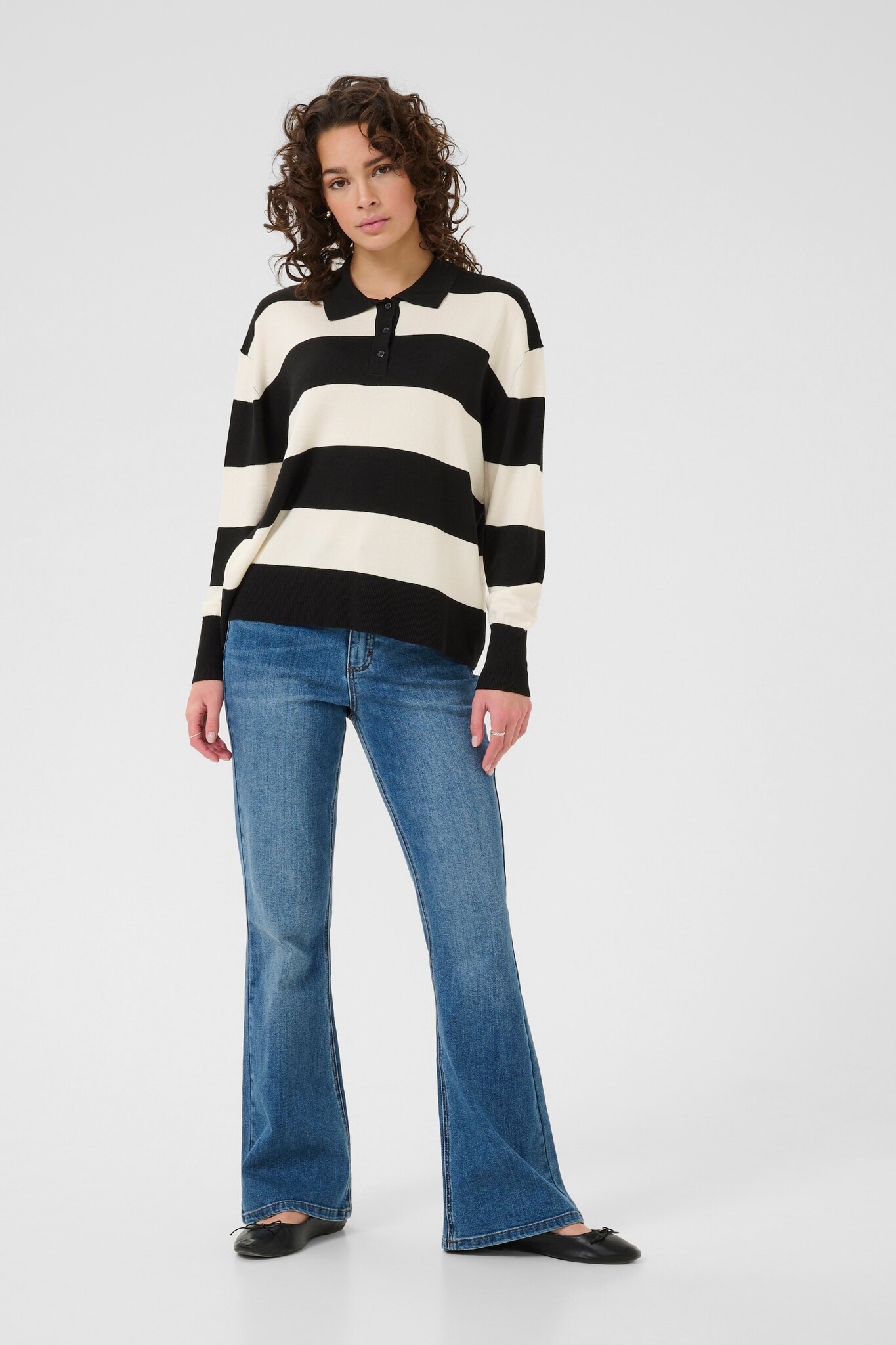 Kaffe KAlizza Striped Polo Pullover