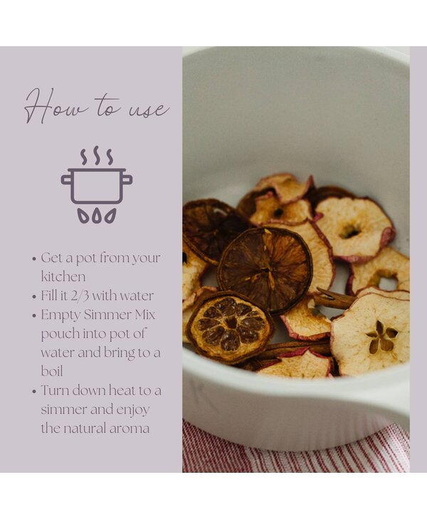 Simmer and Co Natural Aroma Be Indulgent Simmer Pot Mix, Cozy Apple Vanilla Spice Aroma