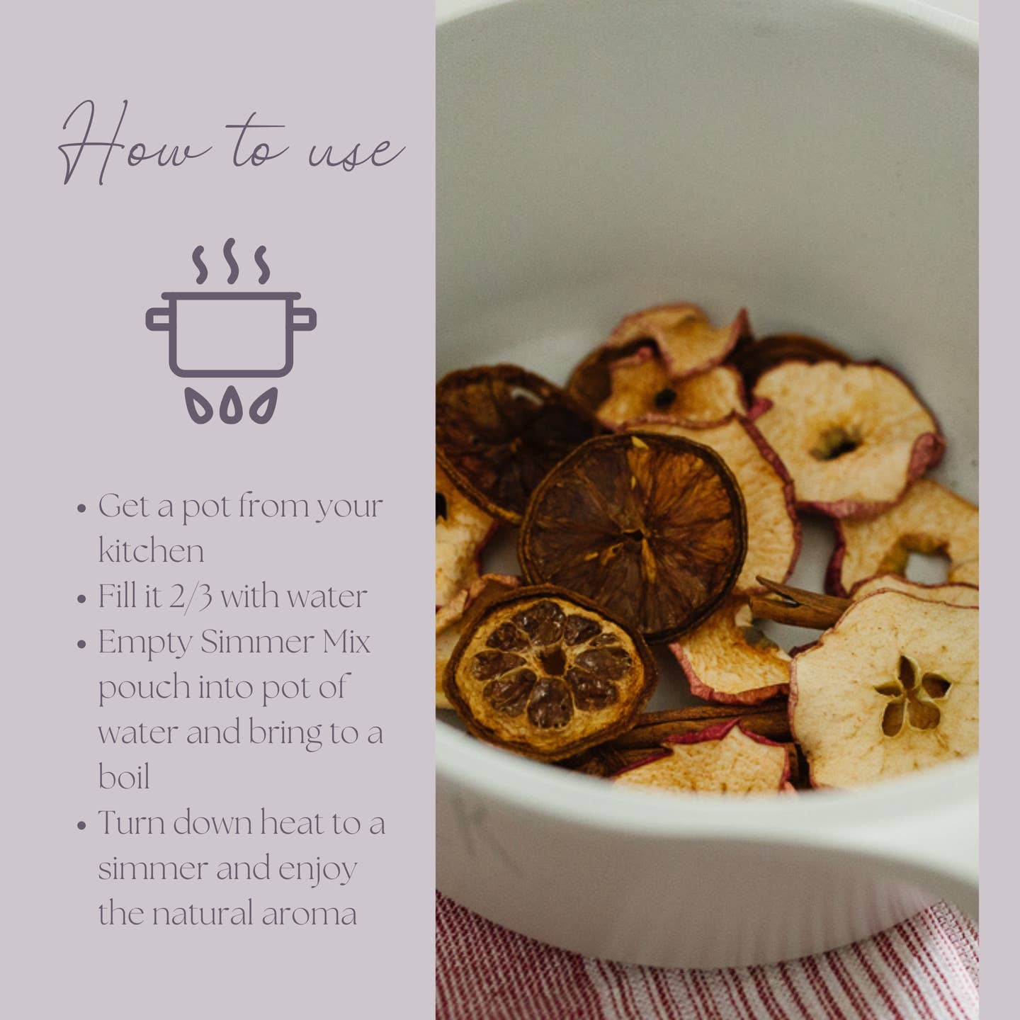 Simmer and Co Natural Aroma Be Indulgent Simmer Pot Mix, Cozy Apple Vanilla Spice Aroma
