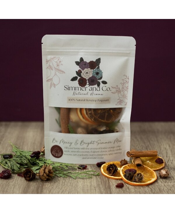 Simmer and Co Natural Aroma Be Merry & Bright Simmer Pot Mix, Holiday Aroma