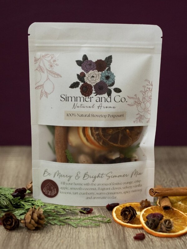 Simmer and Co Natural Aroma Be Merry & Bright Simmer Pot Mix, Holiday Aroma