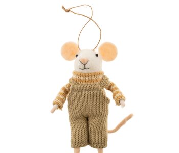 Overalls Olive Mouse Ornament