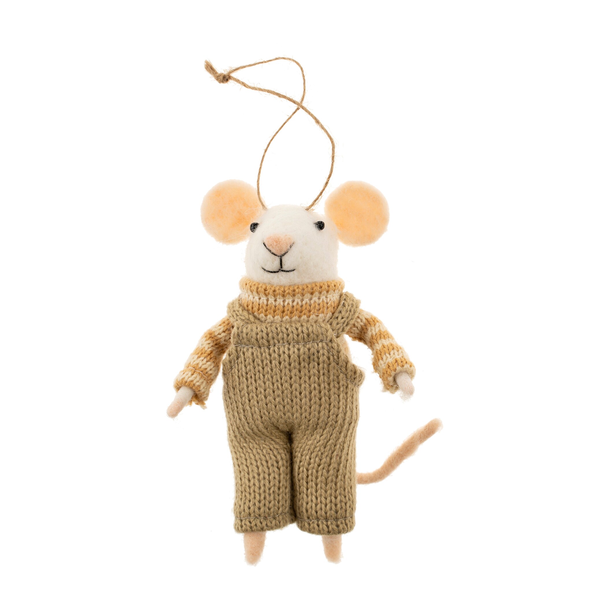 Indaba Trading Co. Overalls Olive Mouse Ornament