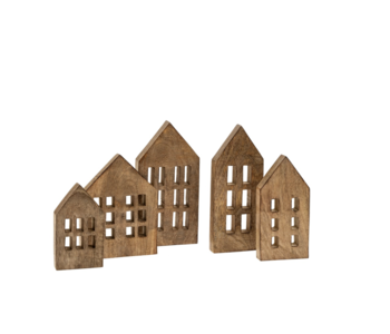 Wooden Winter House Set of 5