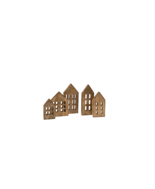 Indaba Trading Co. Wooden Winter House Set of 5