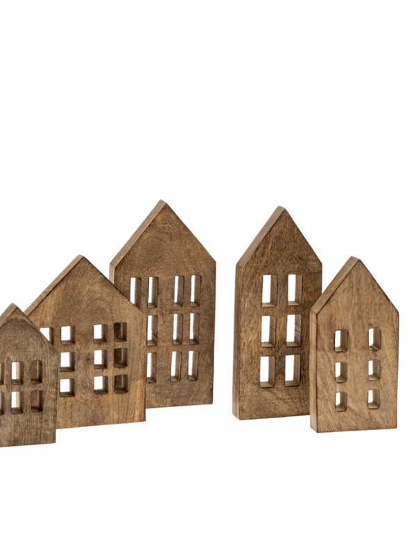 Indaba Trading Co. Wooden Winter House Set of 5