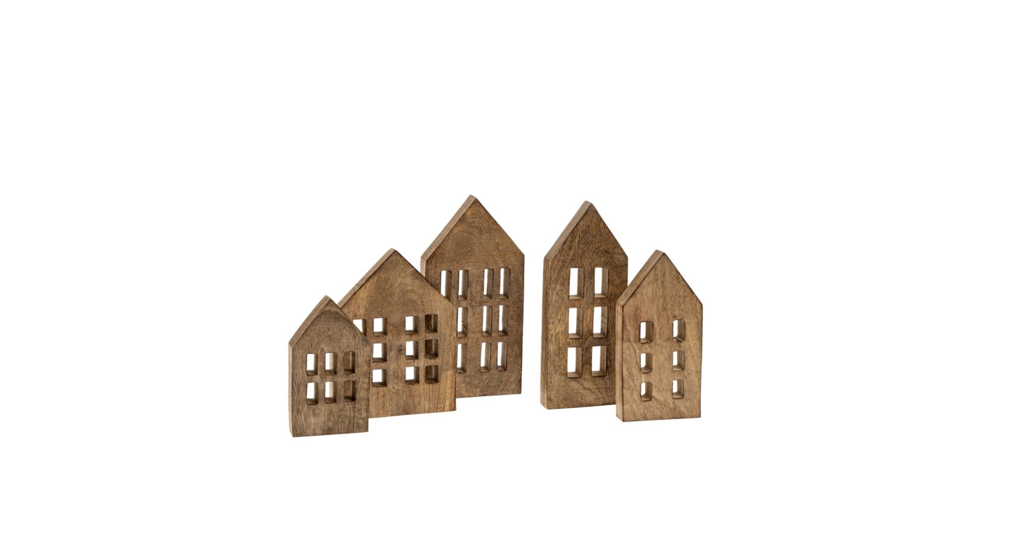 Indaba Trading Co. Wooden Winter House Set of 5