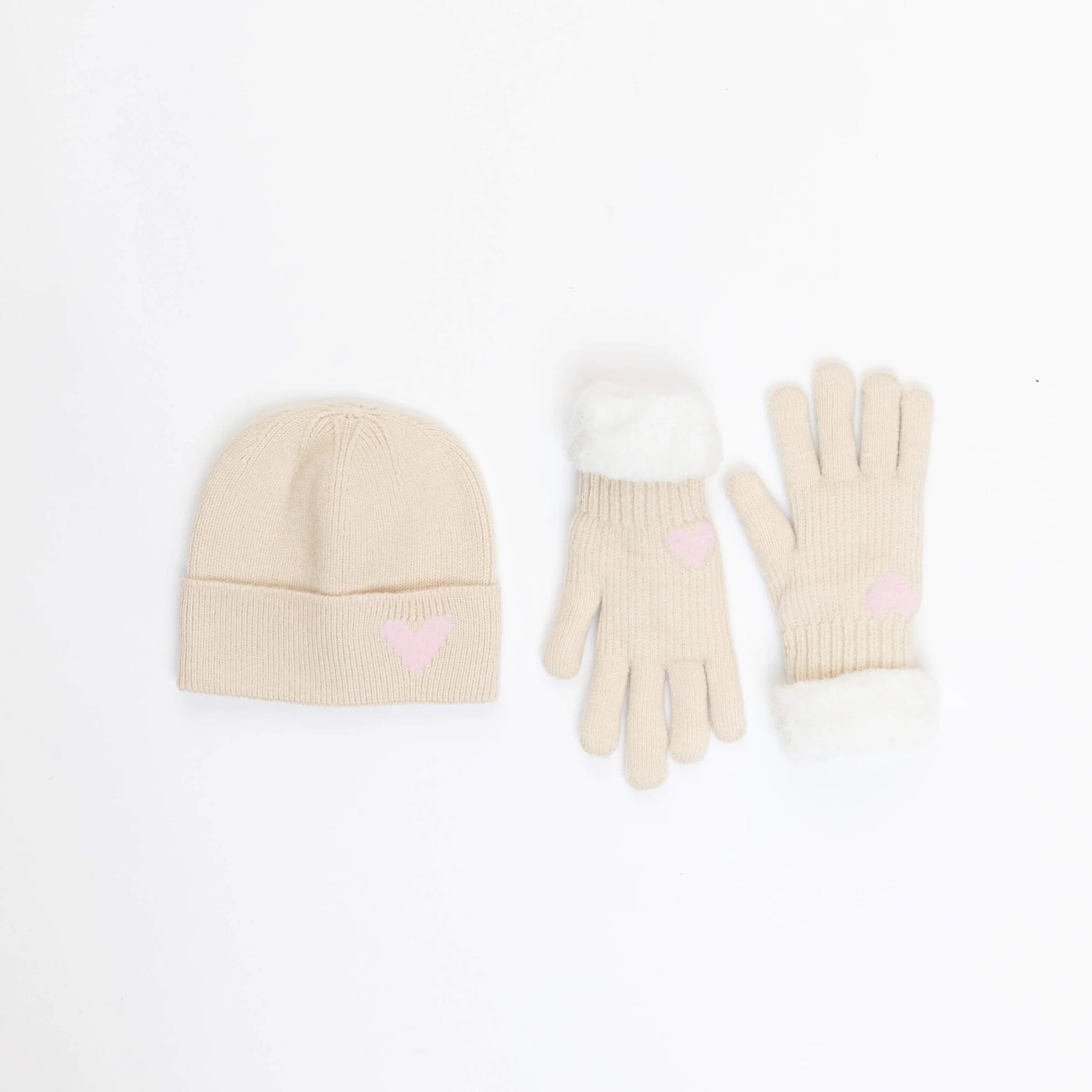 Lyla & Luxe Apres Heart Beanie & Mitten Set