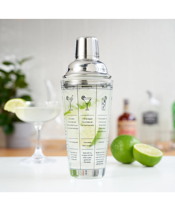 True Brands Glass Recipe Cocktail Shaker
