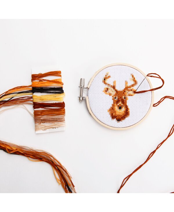 KIKKERLAND Deer Mini Cross Stitch Kit