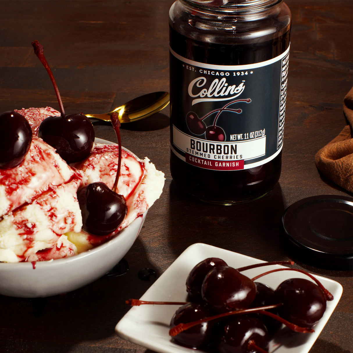 Collins Bourbon Cocktail Cherries, 11 oz