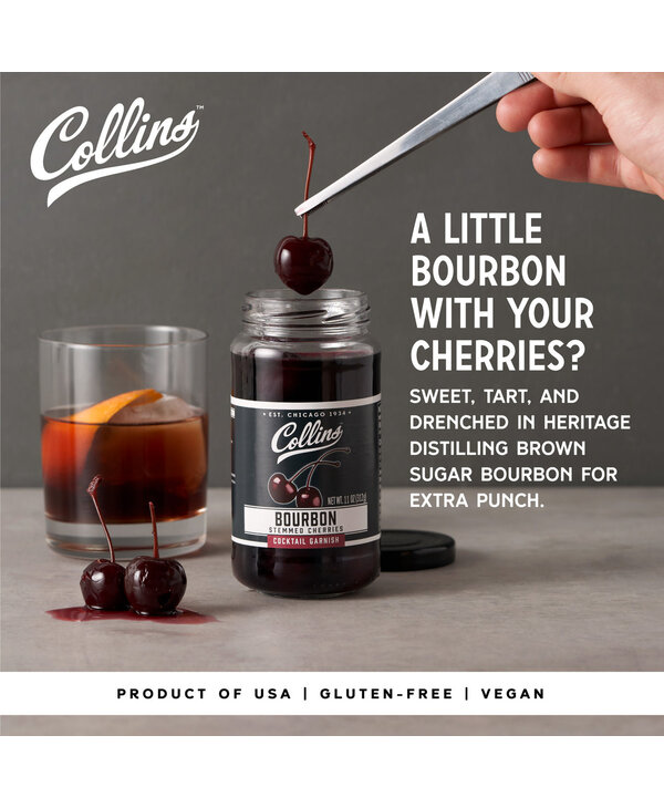 Collins Bourbon Cocktail Cherries, 11 oz