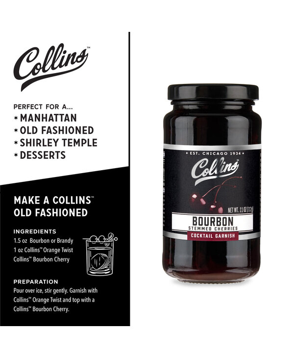 Collins Bourbon Cocktail Cherries, 11 oz