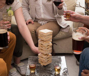 Stack Stacking Blocks Drinking Game with Shot Glasses