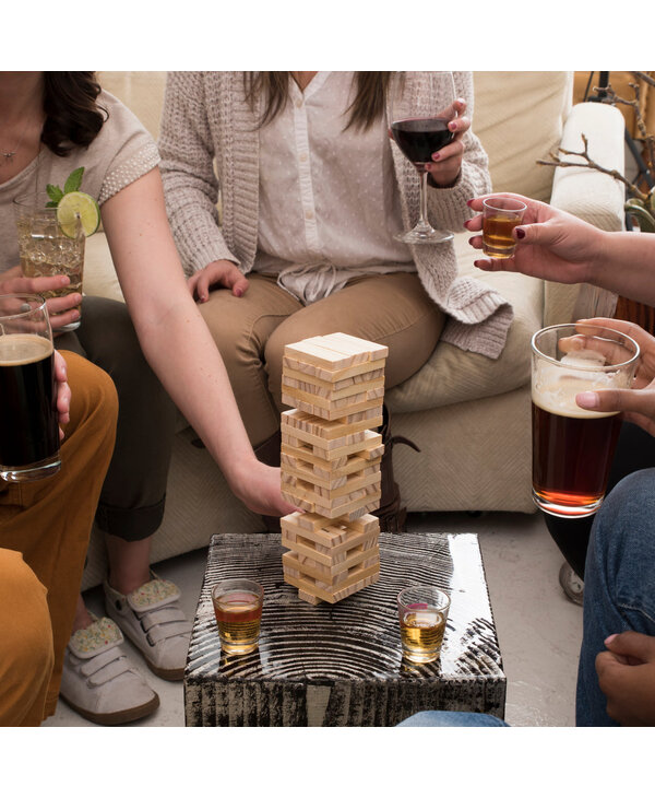 True Brands Stack Stacking Blocks Drinking Game with Shot Glasses