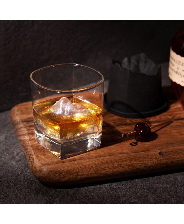 Viski Glacier 2-Piece Mountain Ice Mold with Crystal Glass Set