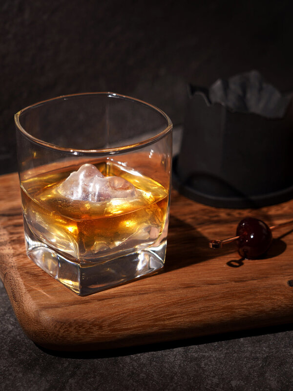 Viski Glacier 2-Piece Mountain Ice Mold with Crystal Glass Set