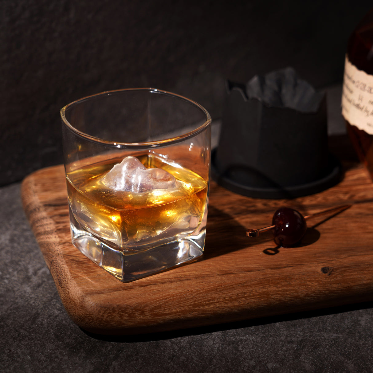 Viski Glacier 2-Piece Mountain Ice Mold with Crystal Glass Set
