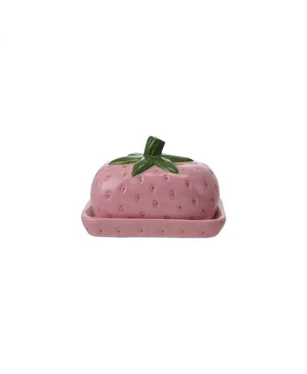 CREATIVE CO-OP Hand-Painted Ceramic Strawberry Butter Dish