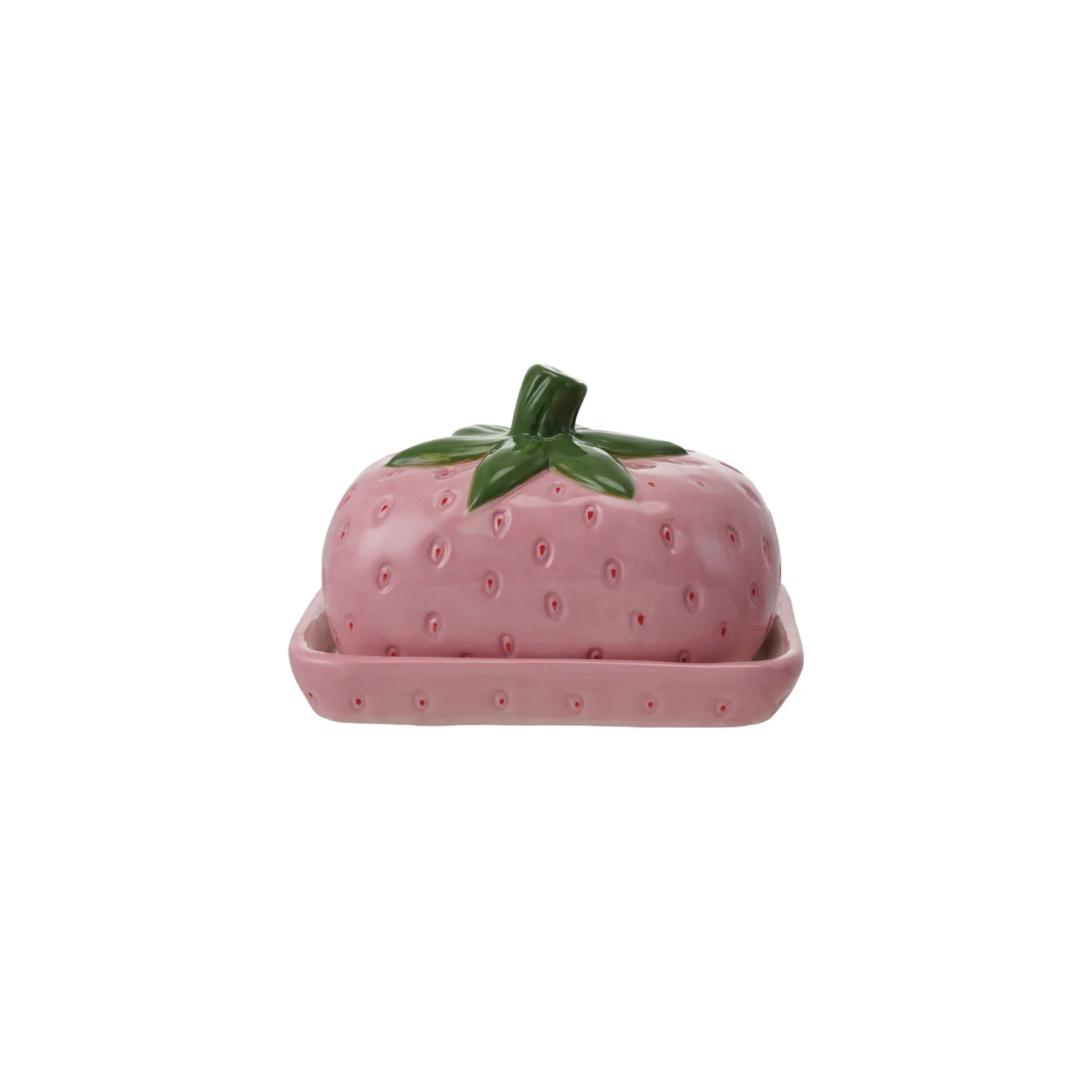 CREATIVE CO-OP Hand-Painted Ceramic Strawberry Butter Dish