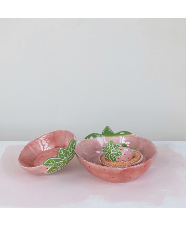 CREATIVE CO-OP Strawberry Stoneware Bowls